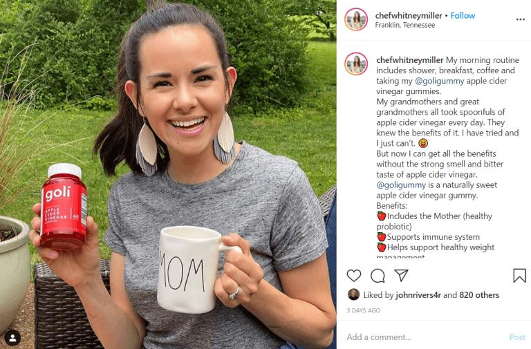 influencer holding supplement