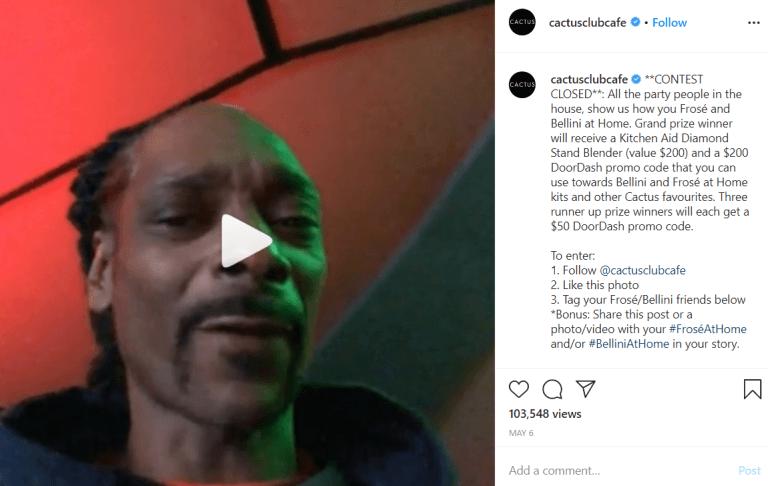 snoop dog promoting cactus club