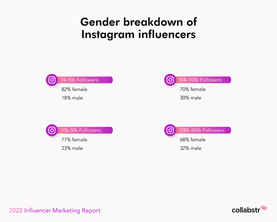 Instagram influencer gender breakdown