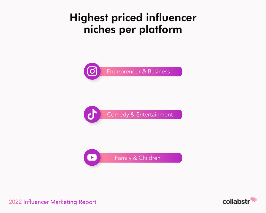 Highest priced niches on Instagram, TikTok, and YouTube