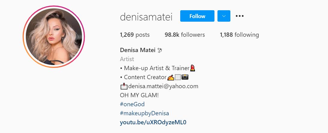 Instagram influencer profile