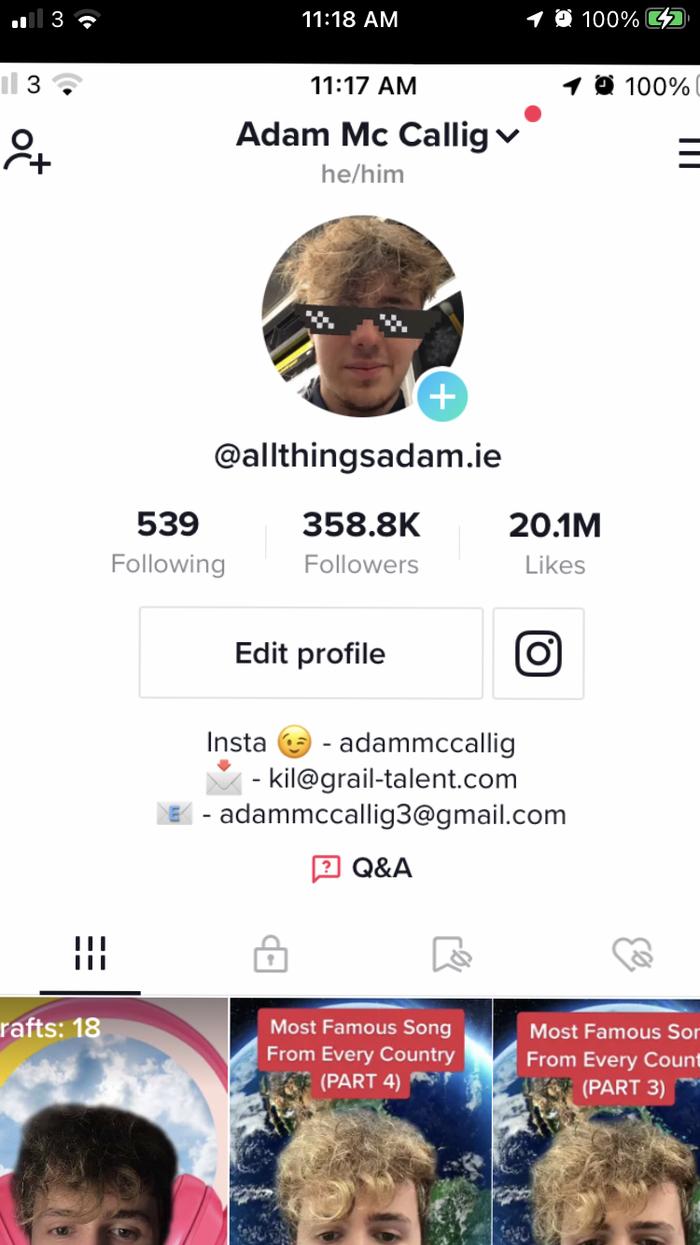 Adam's portfolio content